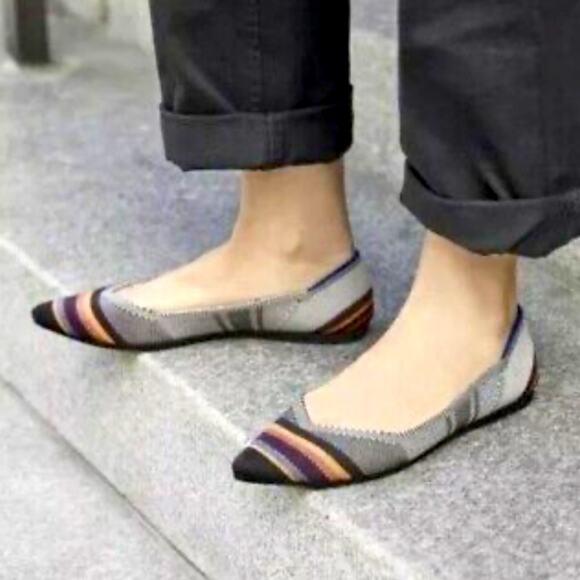 Rothy’s the point retired inverse striped size 9.5 woman’s flat shoes - Picture 5 of 12